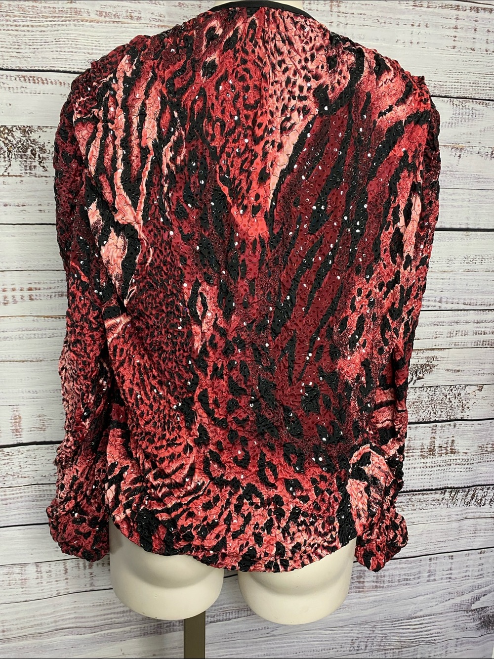 Joseph Ribkoff Red,pink & Black Textured Sequin Jacket - Picture 4 of 5